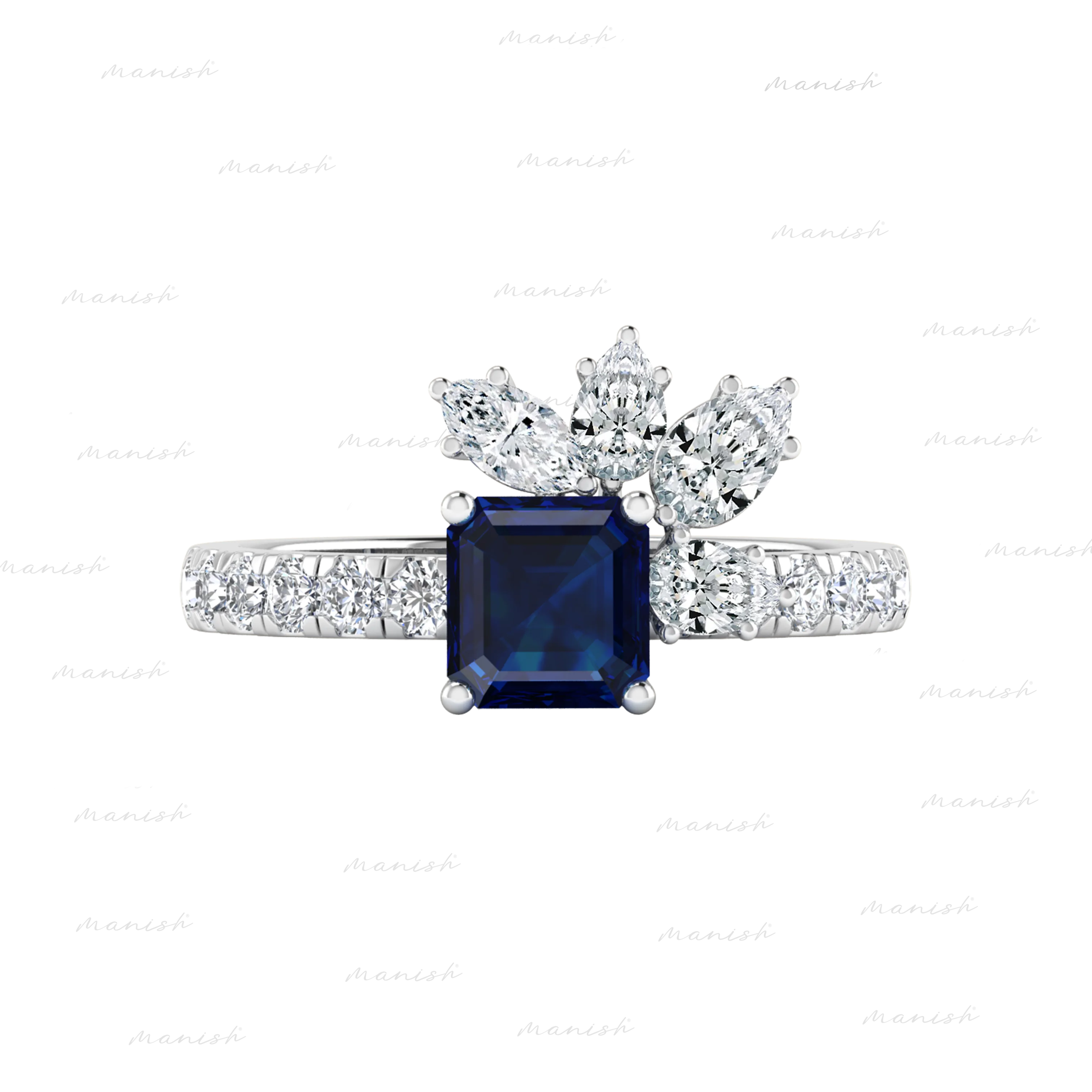 Erol Diamond and Blue Sapphire Ring